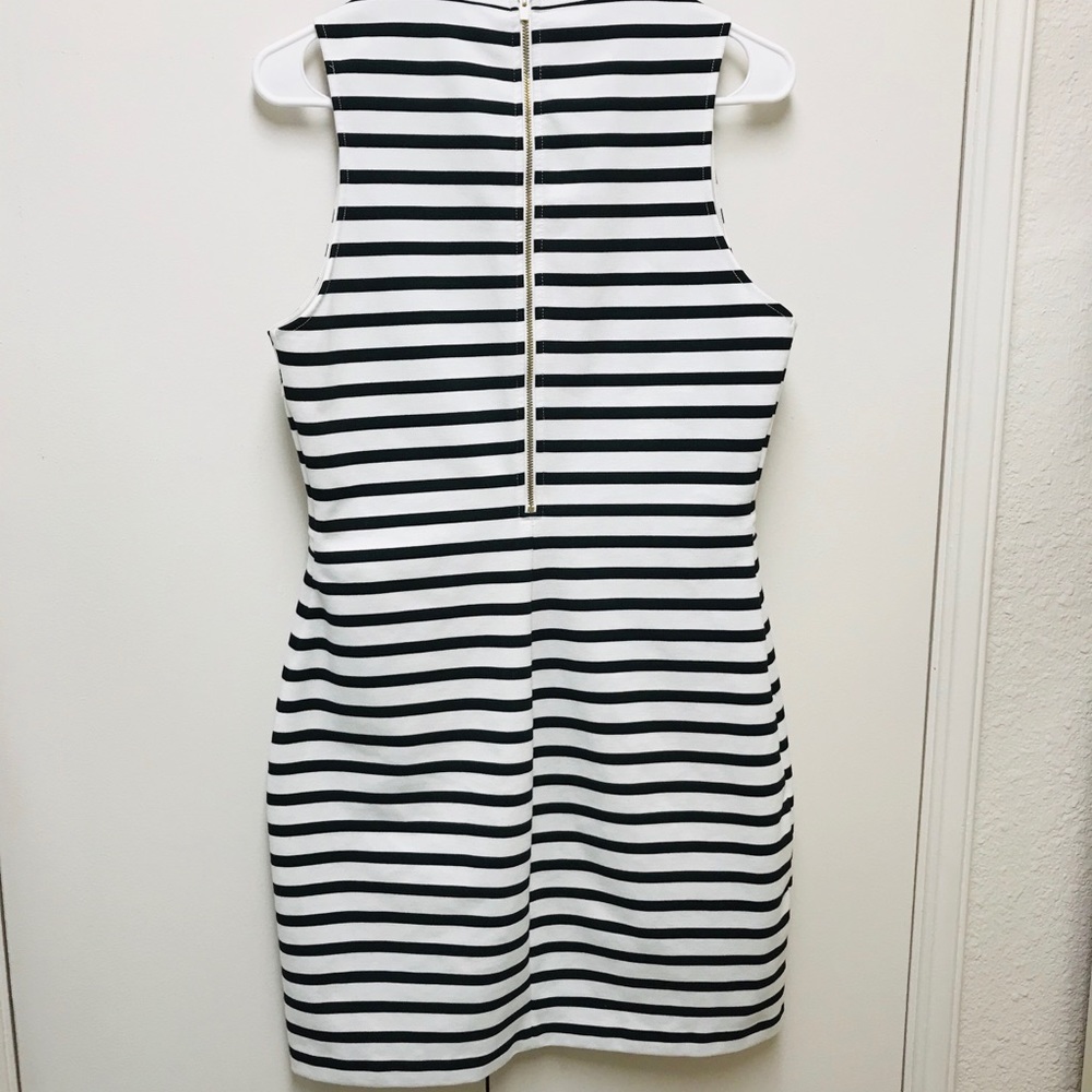 Express Womens Bodycon Black & White Dress Size 12 Stripes Midriff cut out - Picture 6 of 7